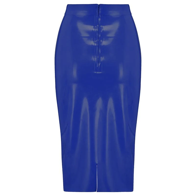 Latex Midi Skirt - Blue 2 Latex Midi Skirt - Blue - Image 2