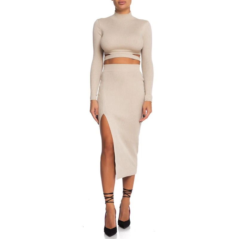 High-Slit Knit Midi Skirt 2 High-Slit Knit Midi Skirt - Image 2