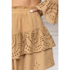 Beige Skirt With English Embroidery -Other || Traffic People Shop beige skirt with english embroidery 1757930396526f35b1532fbe405c05d3