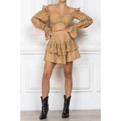 Beige Skirt With English Embroidery -Other || Traffic People Shop beige top with english embroidery sleeves 39b87e622157d9a5bde1bc799be36cd3