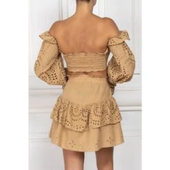 Beige Skirt With English Embroidery -Other || Traffic People Shop beige top with english embroidery sleeves b4b74c028873ec0638cfe0191e80af41