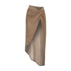 Knot Front Beach Skirt In Gold