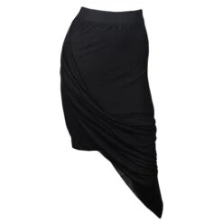 Fall Out A-Symmetric Black Linen Jersey Skirt
