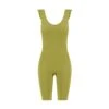 Carla Biker Length Jumpsuit With Shoulder Ruffles Golden Lime