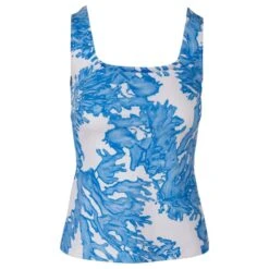 Caterina Stretch Knit Tank Top In Blue Coral