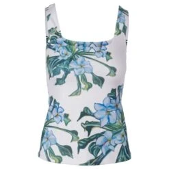 Caterina Stretch Knit Tank Top In Mock Coffee White