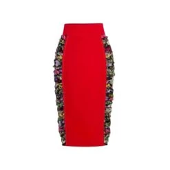 Centre Stage Red Bodycon Midi Skirt