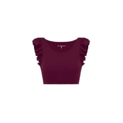 Debbie Sports Bra With Shoulder Ruffles Plum Caspia