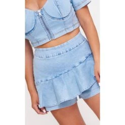 Denim Ruffled Short -Other || Traffic People Shop denim bustier top 24a43c21b20d85838c08a3a9148341f4