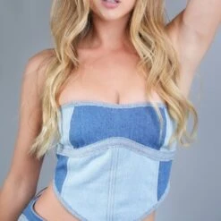 Denim Cherry Corset Top Double Blue -Other || Traffic People Shop denim cherry corset top double blue d0685aa7fc0d2edafcc4507a69cc29ae
