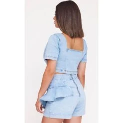 Denim Ruffled Short -Other || Traffic People Shop denim ruffled short 4ea567a0c2db928d10b0083530a76cc1