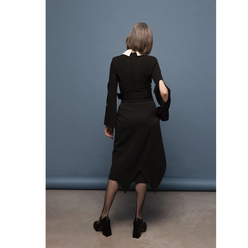 Designer Double Midi Skirt Black 4 Designer Double Midi Skirt Black - Image 4