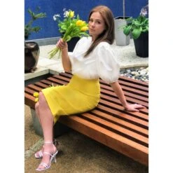 High Waisted Pencil Cotton Skirt - Yellow & Orange -Other || Traffic People Shop dfyctxk3l5gyufjoknxh