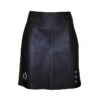 Black Vegan Leather Mini Skirt With Eyelets