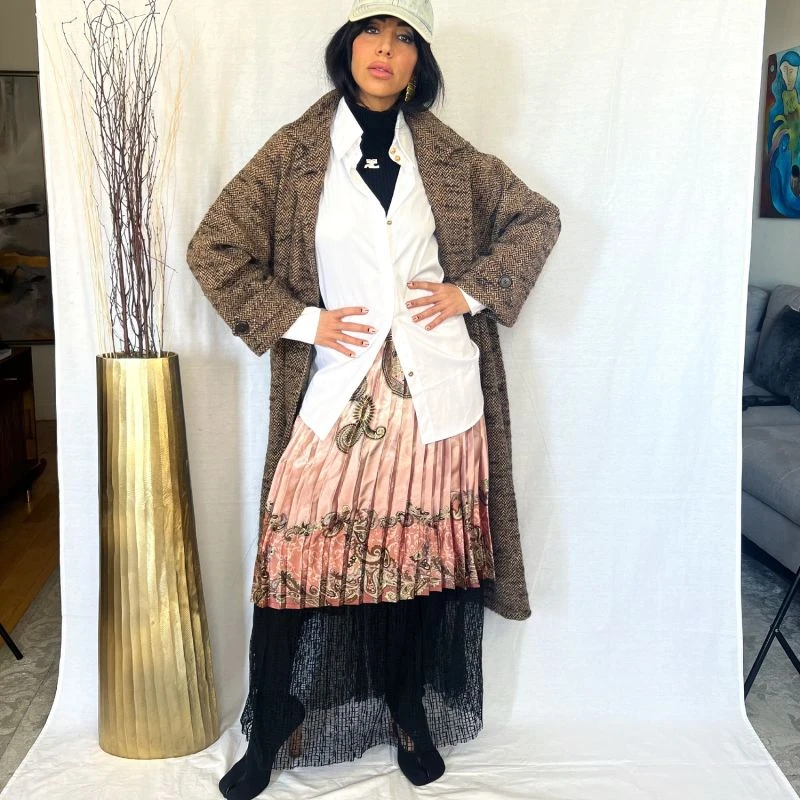 Embroidered Pleated Scarf Midi Skirt In Pink 2 Embroidered Pleated Scarf Midi Skirt In Pink - Image 2