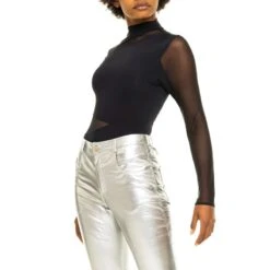 Long-Sleeved Tulle Seamed Bodysuit Nero Black -Other || Traffic People Shop eu0zdhhgsfd5gqarhelq