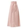 Light Pink High Waist A Line Long Skirt With Belt