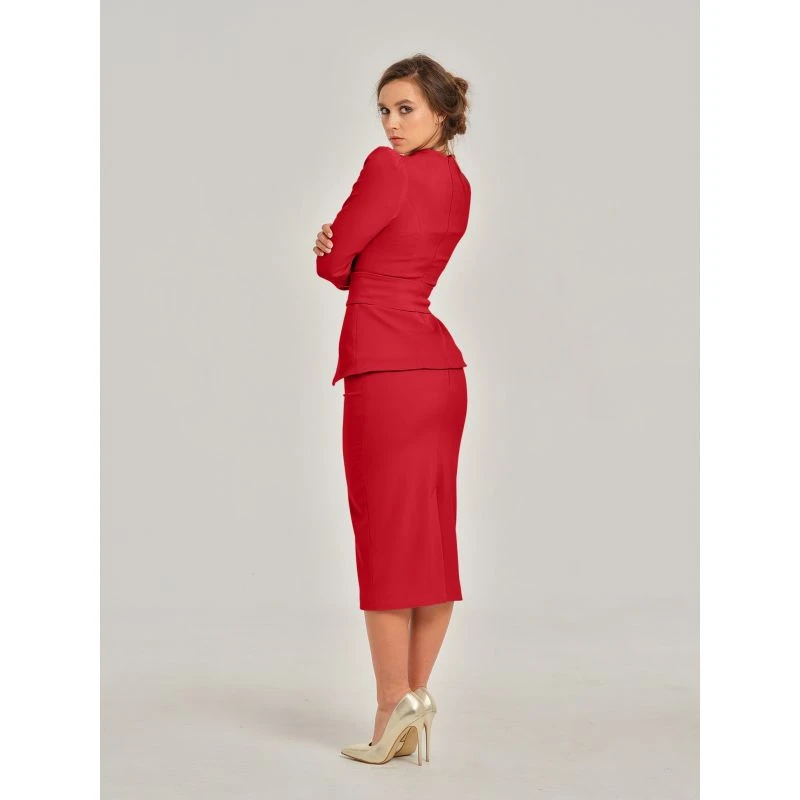 Fierce Red High-Waist Pencil Midi Skirt 5 Fierce Red High-Waist Pencil Midi Skirt - Image 5