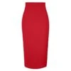 Fierce Red High-Waist Pencil Midi Skirt