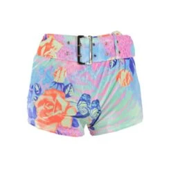 Midnight Heartbreaker Velvet Belted Hot Pants In Animal Print