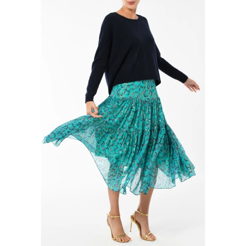 Midi Emma Skirt Turquoise Awakening Print 4 Midi Emma Skirt Turquoise Awakening Print - Image 4