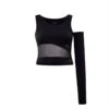 Geo One-Sleeve Crop Top With Mesh Panel Black Beauty