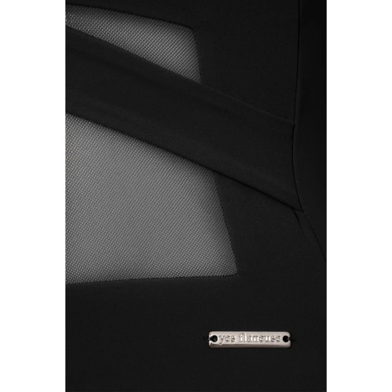 Geo One-Sleeve Crop Top With Mesh Panel Black Beauty 3 Geo One-Sleeve Crop Top With Mesh Panel Black Beauty - Image 3