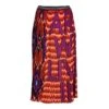 Geometric Pattern With Fuchshia Logo Print Pleated Midi Skirt
