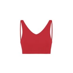 Gisele V-Neck Sports Bra With Double Spaghetti Straps Chinese Red