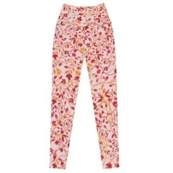 High Waist Yoga Leggings In Red Garden