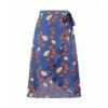Blue Floral Silk Wrap Skirt