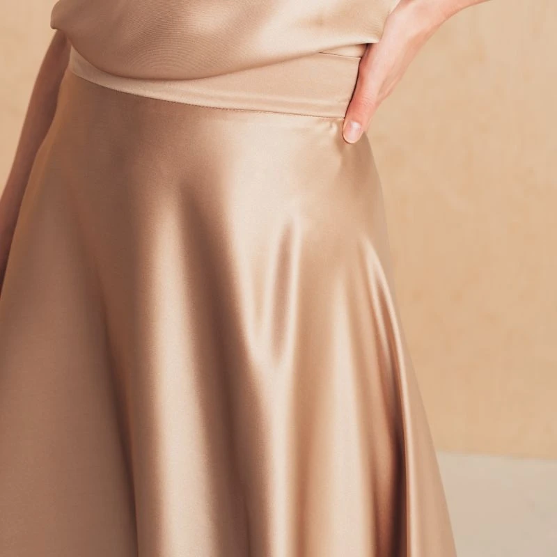 Fluttering Silk Midi Skirt - Gold 3 Fluttering Silk Midi Skirt - Gold - Image 3