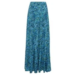The Sky High Waisted Maxi Skirt Floral Explosion Blue