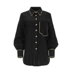 Oversized Linen Shirt In Black