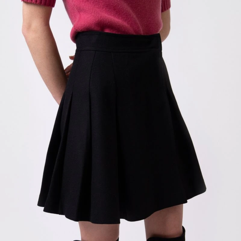 High-Waisted Pleated Black Wool Skirt 2 High-Waisted Pleated Black Wool Skirt - Image 2