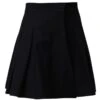 High-Waisted Pleated Black Wool Skirt