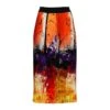 Colorful & Abstract Print Pleated Midi Skirt