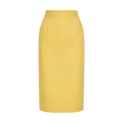 High Waisted Pencil Cotton Skirt - Yellow & Orange
