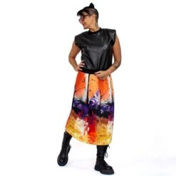 Colorful & Abstract Print Pleated Midi Skirt -Other || Traffic People Shop irfcukbvhnqchsaqaurh