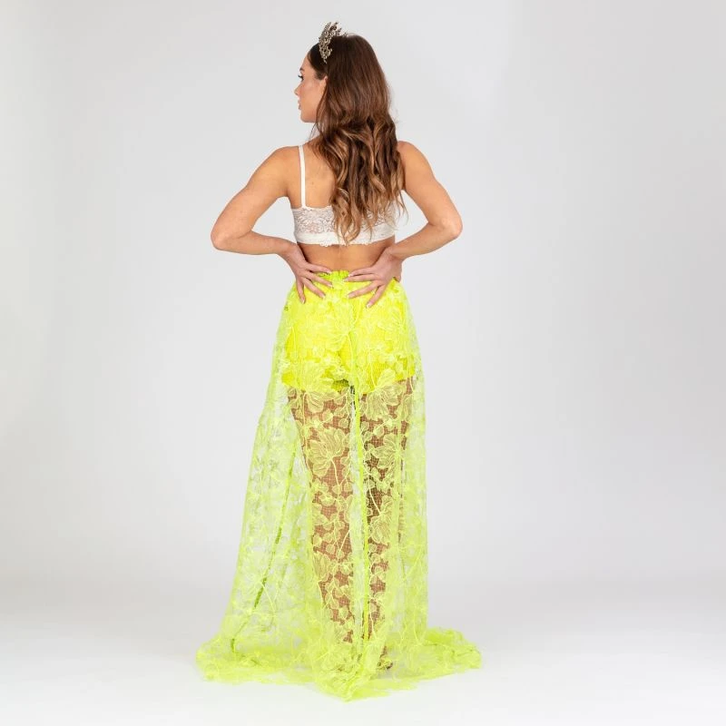 Leilani - Neon Green Embroidered Mesh Maxi Skirt 6 Leilani - Neon Green Embroidered Mesh Maxi Skirt - Image 6