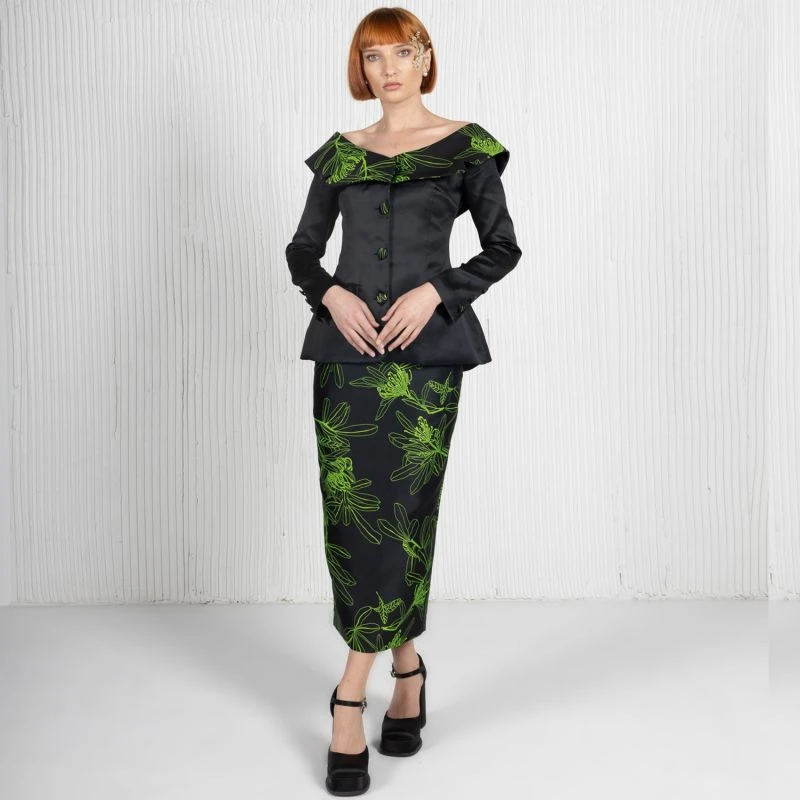 Jacquard Printed Skirt-Lime Punch 2 Jacquard Printed Skirt-Lime Punch - Image 2