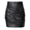 Jolie Cynical Black Creased Vegan Leather Mini Skirt