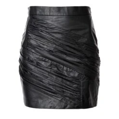Jolie Cynical Black Creased Vegan Leather Mini Skirt