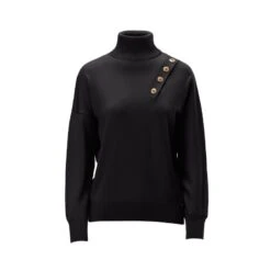 Viscose Blend Turtleneck Black Sweater