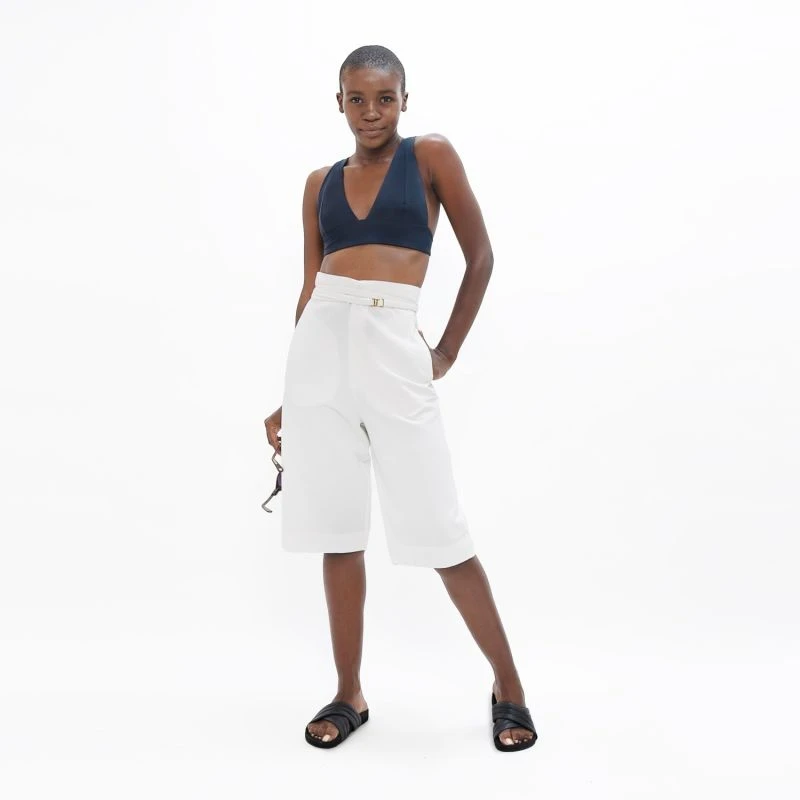 Florence Organic Cotton Twill Bermuda Shorts In White Dove 2 Florence Organic Cotton Twill Bermuda Shorts In White Dove - Image 2