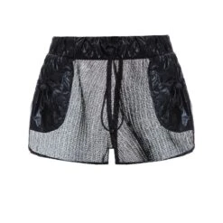 Metallized Mesh Screen Nylon Shorts Black Nero