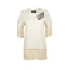 Laines Couture Fringed Tassel T-Shirt With Embellished Cone Shell - Cream