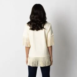 Laines Couture Fringed Tassel T-Shirt With Embellished Cone Shell - Cream -Other || Traffic People Shop laines couture fringed tassel t shirt with embellished cone shell cream ecff71d35b97eeae9dbf2570cee099f8
