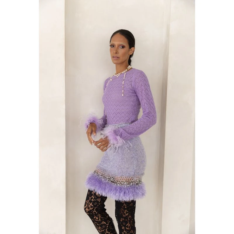 Lavender Handmade Knit Midi Skirt 2 Lavender Handmade Knit Midi Skirt - Image 2