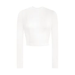 Long Sleeve Sheer Top - White